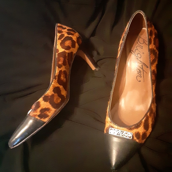 Brighton YALE Bench Made 100% Leather Heels: Leopard Print with Jewelry - Picture 3 of 16